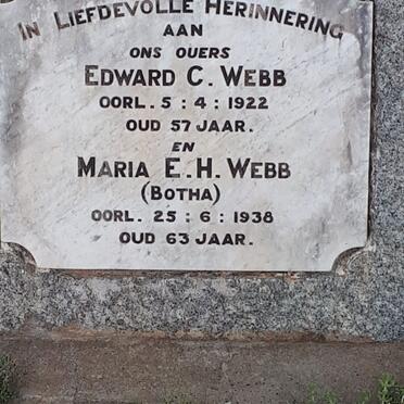 WEBB Edward C. -1922 &amp;  Maria E.H. BOTHA -1938