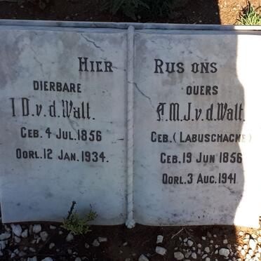 WALT I.D., v.d. 1856-1934 &amp; A.M.J. LABUSCHAGNE 1856-1941