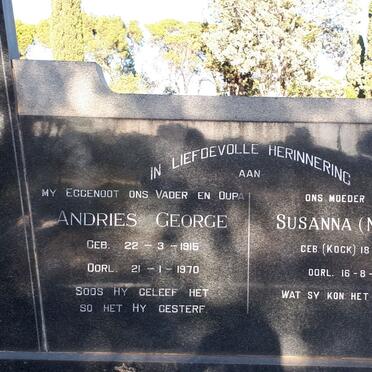 WAGNER Andries George 1915-1970 &amp; Susanna KOCK 1919-1982