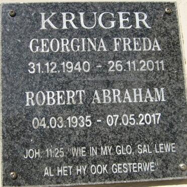 KRUGER Robert Abraham 1935-2017 &amp; Georgina Freda 1940-2011