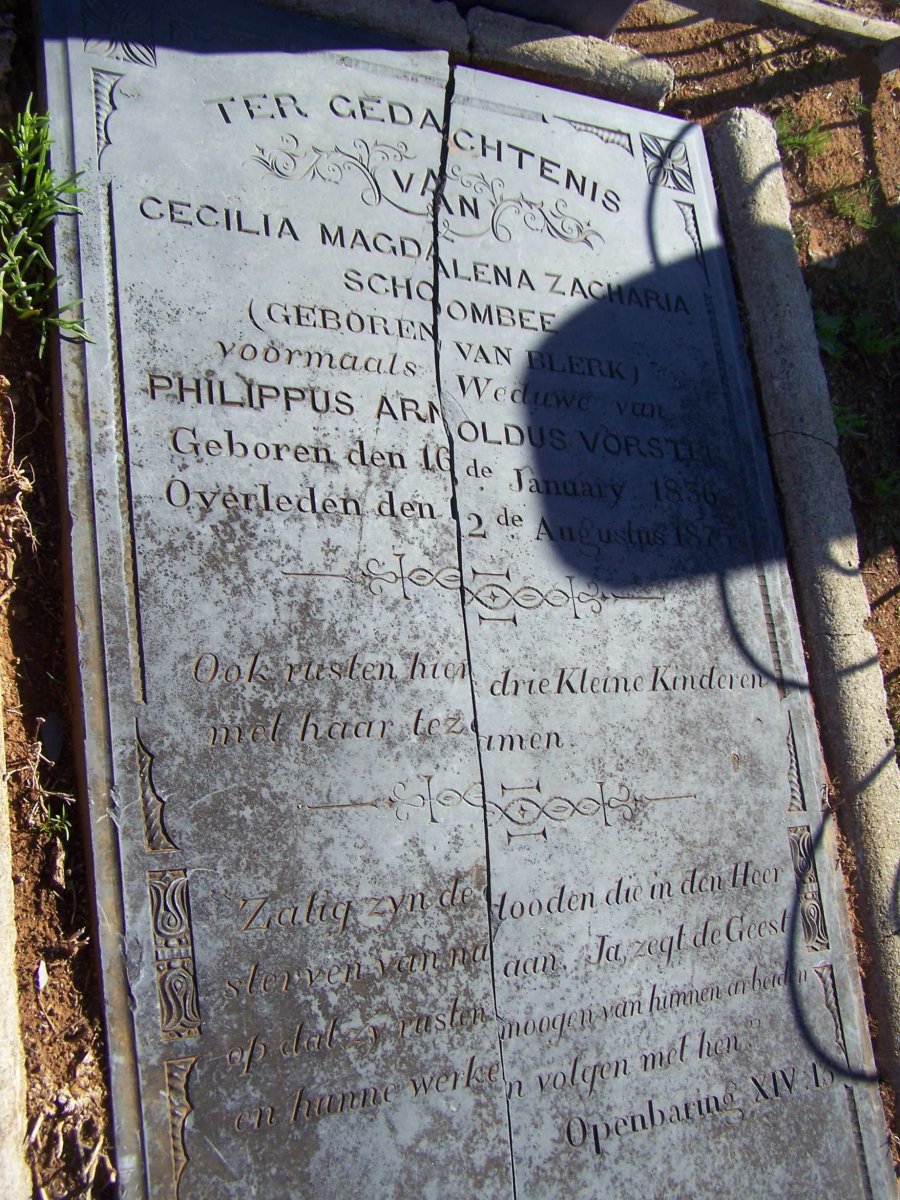 SCHOOMBEE Cecilia Magdalena Zacharia voorheen VORSTER nee VAN BLERK 1836-1875