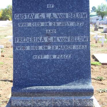 BELOW Gustav C.E.A., von -1877 &amp; Frederika C.M. -1883