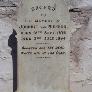 NIEKERK Johnnie, van 1876-1894
