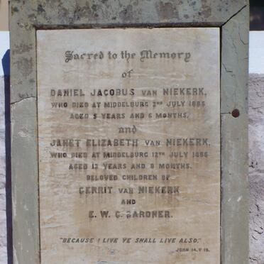 NIEKERK Daniel Jacobus, du -1886 :: VAN NIEKERK Janet Elizabeth -1886