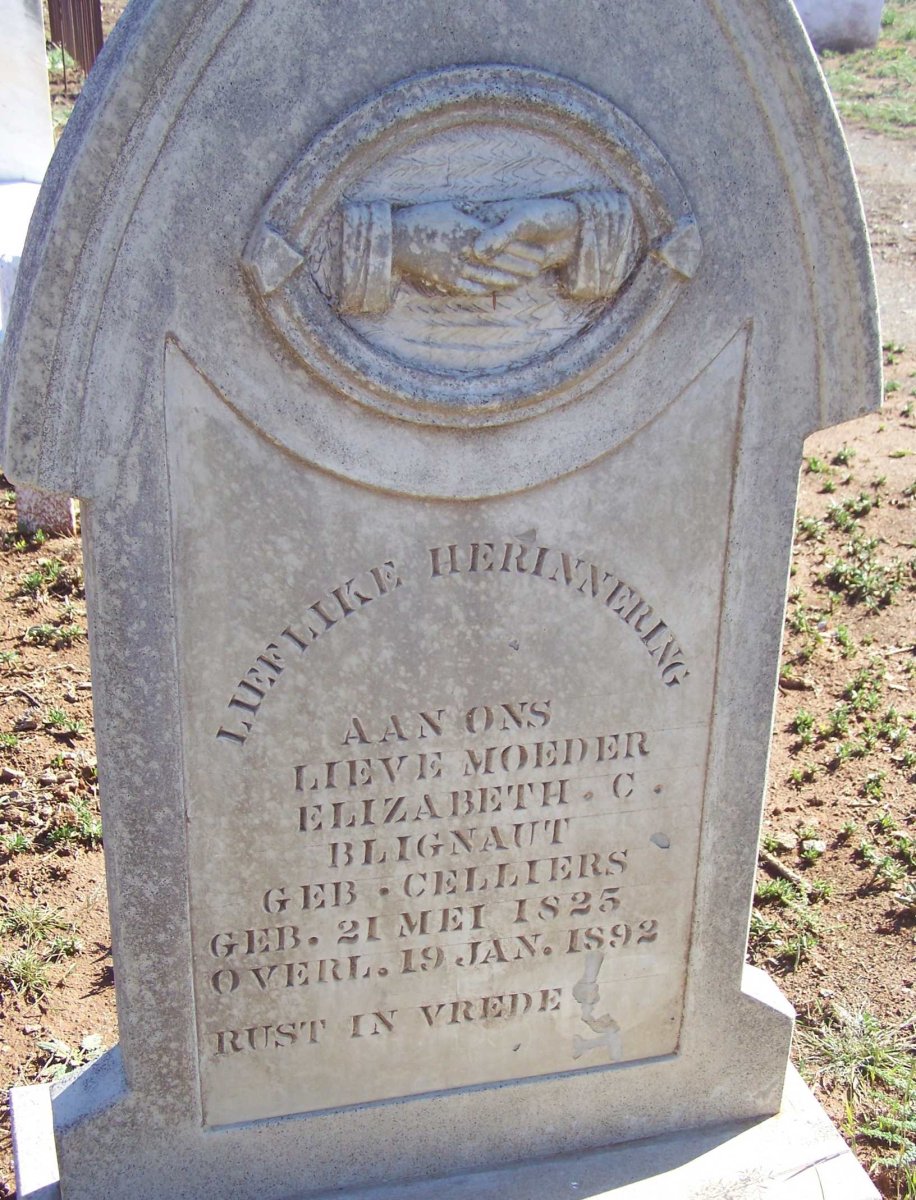 BLIGNAUT Elizabeth C. nee CELLIERS 1825-1892