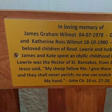 WILMOT James Graham 1978-1999 :: WILMOT Katherine Ross 1980-1999