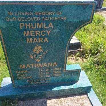 MATIWANA Phumla Mercy Mara 1984-2009