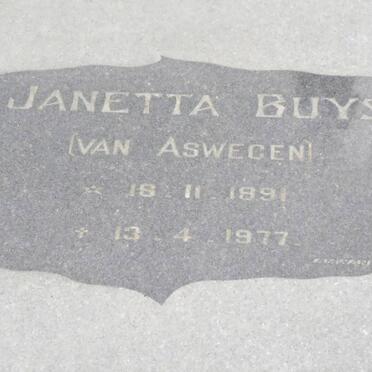 BUYS Janetta nee VAN ASWEGEN 1891-1977