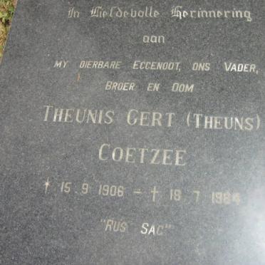 COETZEE Theunis Gert 1906-1984