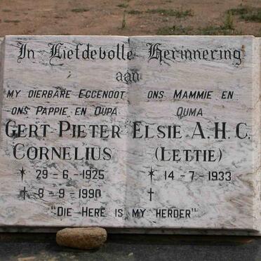 CORNELIUS Gert Pieter 1925-1990 &amp; Elsie A.H.G. 1933-