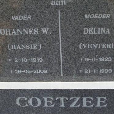 COETZEE Johannes W. 1919-2009 &amp; Delina VENTER 1923-1999