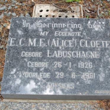 CLOETE E.C.M.E. nee LABUSCHAGNE 1926-1981