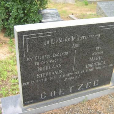 COETZEE Nicolaas Stephanus 1916-1970 &amp; Maria Dorothea 1916-1987