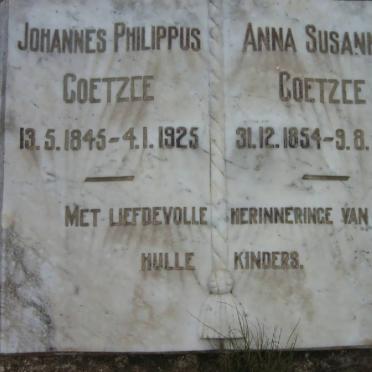 COETZEE Johannes Philippus 1845-1925 &amp; Anna Susanna 1854-1945