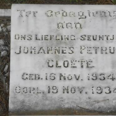 CLOETE Johannes Petrus 1934-1934