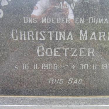 COETZER Christina Maria 1906-1973