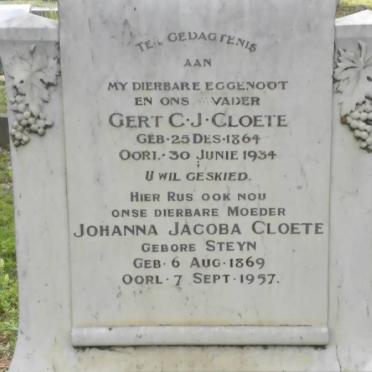 CLOETE Gert C.J. 1864-1934 &amp; Johanna Jacoba STEYN 1869-1957