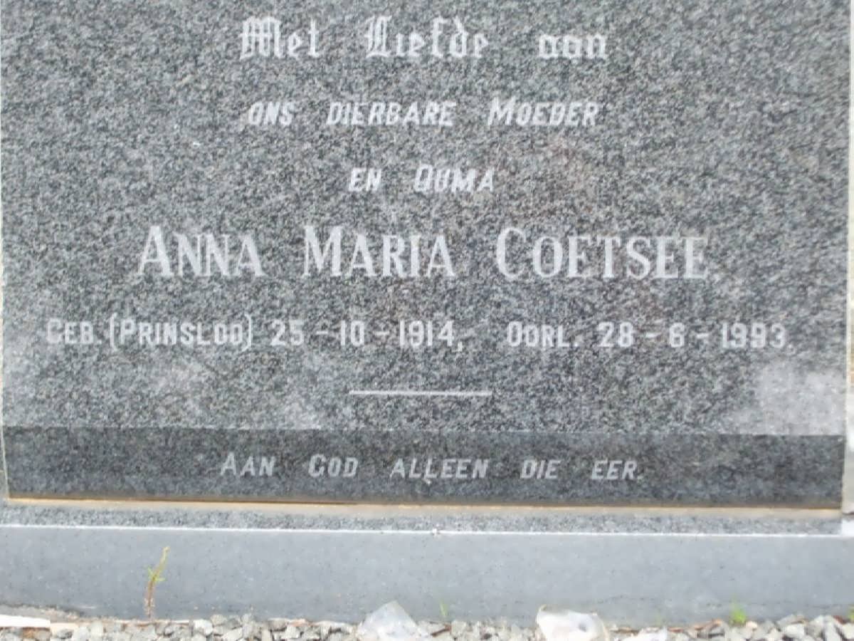 COETSEE Anna Maria nee PRINSLOO 1914-1993