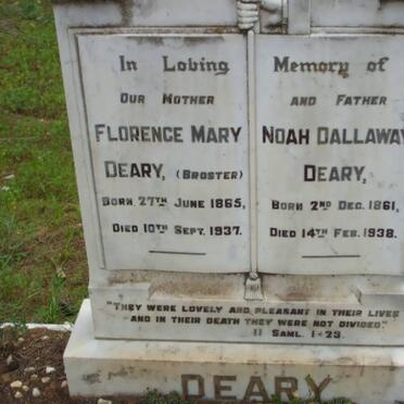 DEARY Noah Dallaway 1861-1938 &amp; Florence Mary BROSTER 1865-1937