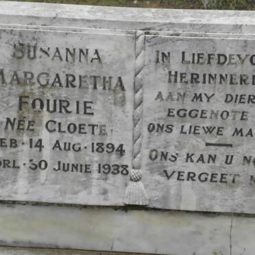 FOURIE Susanna Margaretha nee CLOETE 1894-1938