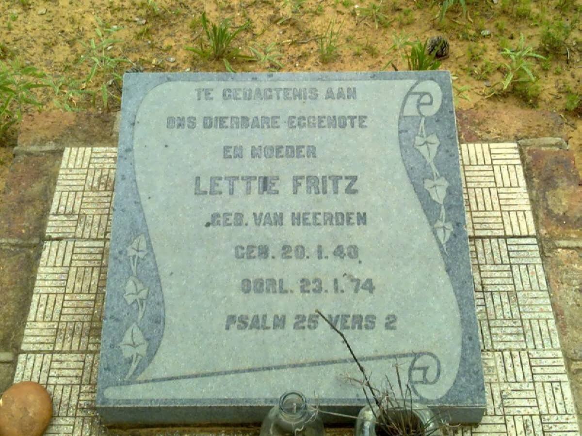 FRITZ Lettie nee VAN HEERDEN 1940-1974
