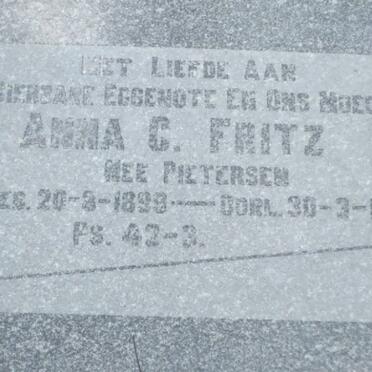 FRITZ Anna C. nee PIETERSEN 1899-1953