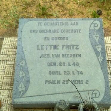 FRITZ Lettie nee VAN HEERDEN 1940-1974