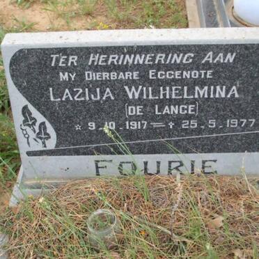 FOURIE Lazija Wilhelmina nee DE LANGE 1917-1977