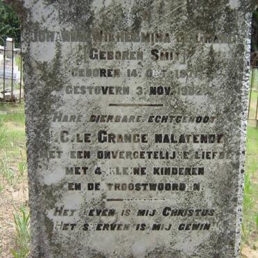 GRANGE Johanna Wilhelmina, le nee SMIT 1871-1902