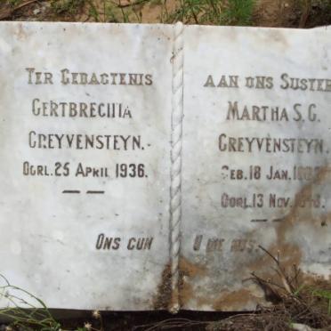 GREYVENSTEYN Gertbrechta -1936 :: GREYVENSTEYN Martha S.G. 1883-1946