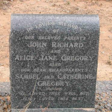GREGORY John Richard &amp; Alice Jane :: GREGORY Samuel &amp; Catharina
