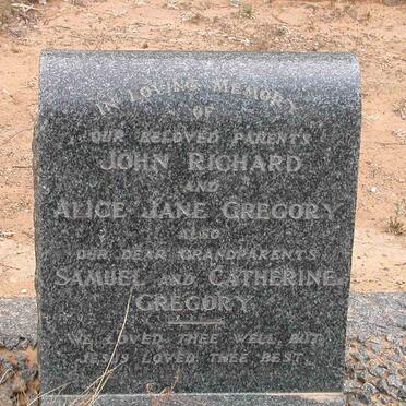 GREGORY John Richard &amp; Alice Jane :: GREGORY Samuel &amp; Catharina