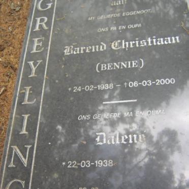 GREYLING Barend Christiaan 1938-2000 &amp; ? Dalene 1938-
