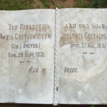 GREYVENSTEYN Johannes -1932 &amp; Maria DREYER -1931