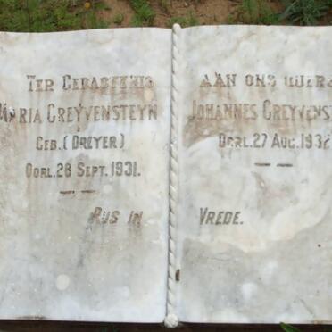 GREYVENSTEYN Johannes -1932 &amp; Maria DREYER -1931