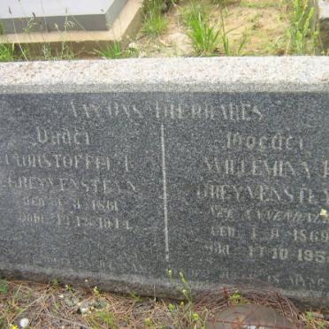 GREYVENSTEYN Christoffel 1861-1944 &amp; Willemina 1869-195?
