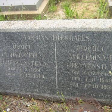 GREYVENSTEYN Christoffel 1861-1944 &amp; Willemina 1869-195?