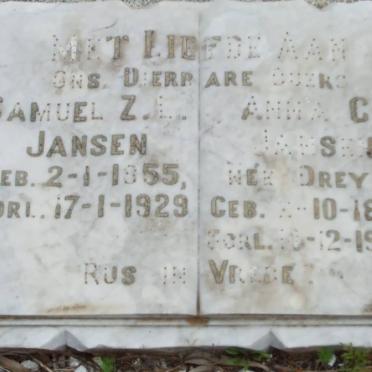 JANSEN Samuel Z.L. 1855-1929 &amp; Anna C. DREYER 1853-1946