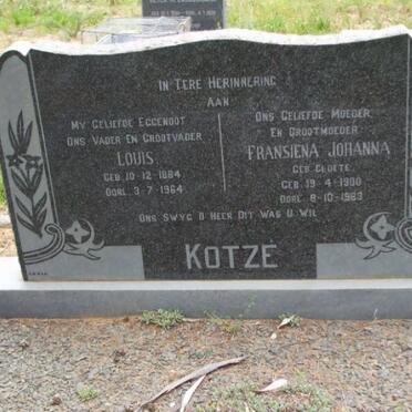 KOTZE Louis 1884-1964 &amp; Fransiena Johanna CLOETE 1900-1963