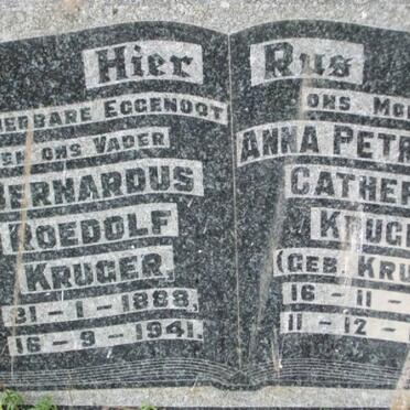 KRUGER Bernardus Roedolf 1888-1941 &amp; Anna Petronella KRUGER 1891-1958