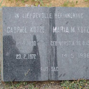 KOTZE Gabriel 1890-1972 &amp; Maria M. VORSTER 1900-1986