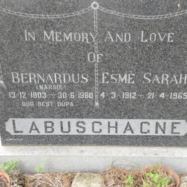 LABUSCHAGNE Bernardus 1903-1980 &amp; Esme Sarah 1912-1965