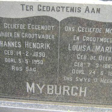 MYBURGH Johannes Hendrik 1890-1950 &amp; Louisa Maria DE BEER 1885-1967
