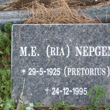 NEPGEN M.E. nee PRETORIUS 1925-1995