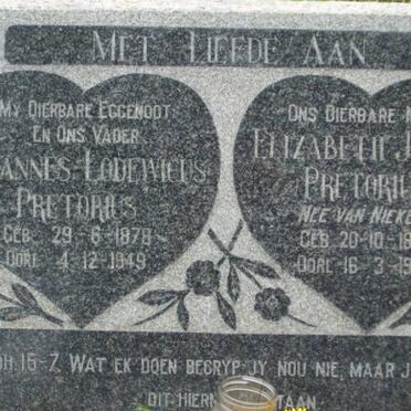 PRETORIUS Johannes Lodewicus 1878-1949 &amp; Elizabeth Jacoba VAN NIEKERK 1881-1972