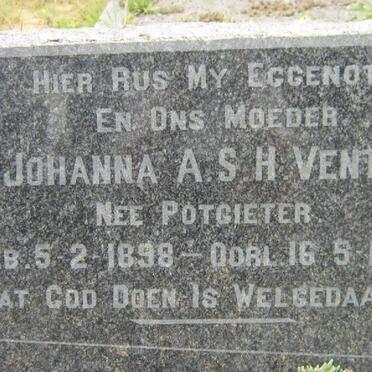 VENTER Johanna A.S.H. nee POTGIETER 1898-1955