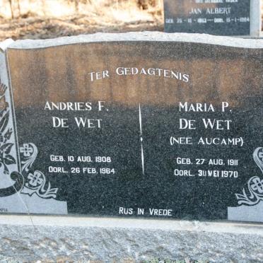 WET Andries F., de 1908-1964 & Maria P. AUCAMP 1911-1970