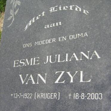 ZYL Esme Juliana, van nee KRUGER 1922-2003