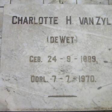 ZYL Charlotte H, van nee DE WET 1889-1970