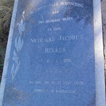 BEKKER Nicolaas Jacobus 1896-1965